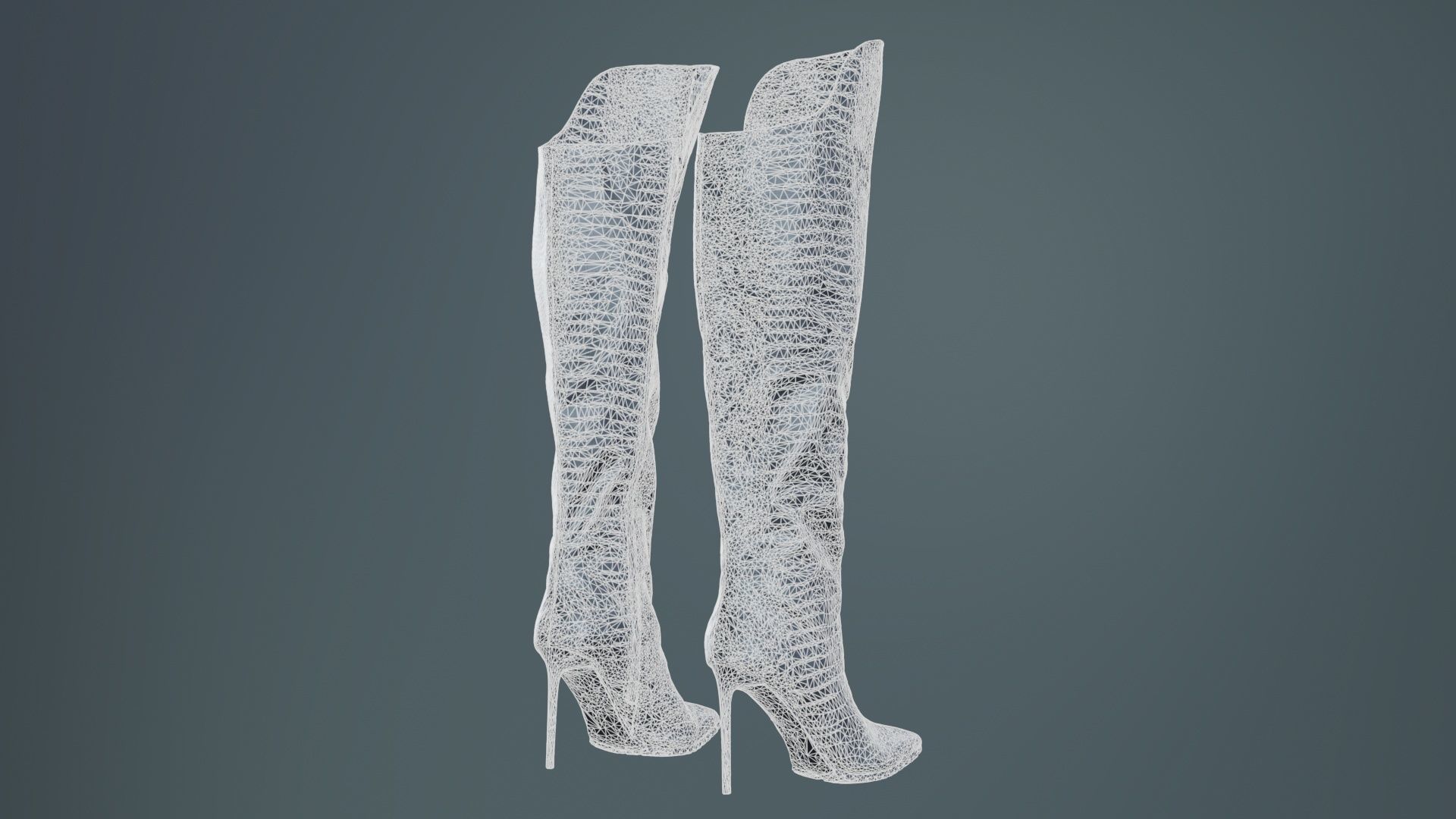 Snake Pattern Boots Low-poly 3D model_10