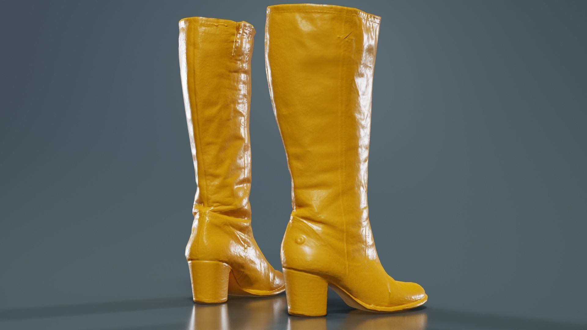 Tall Boot Noir Leather Low-poly 3D model_13