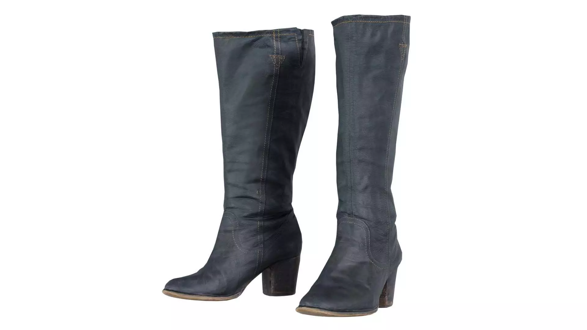 Tall Boot Noir Leather Low-poly 3D model_0