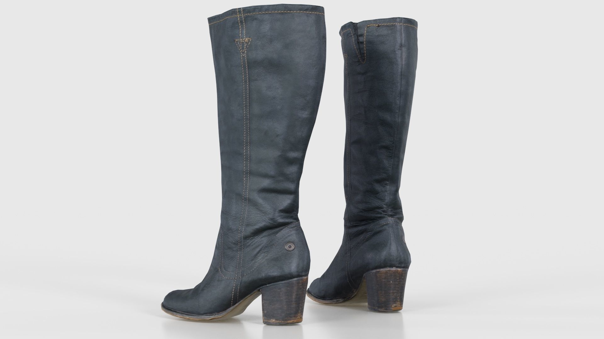 Tall Boot Noir Leather Low-poly 3D model_24