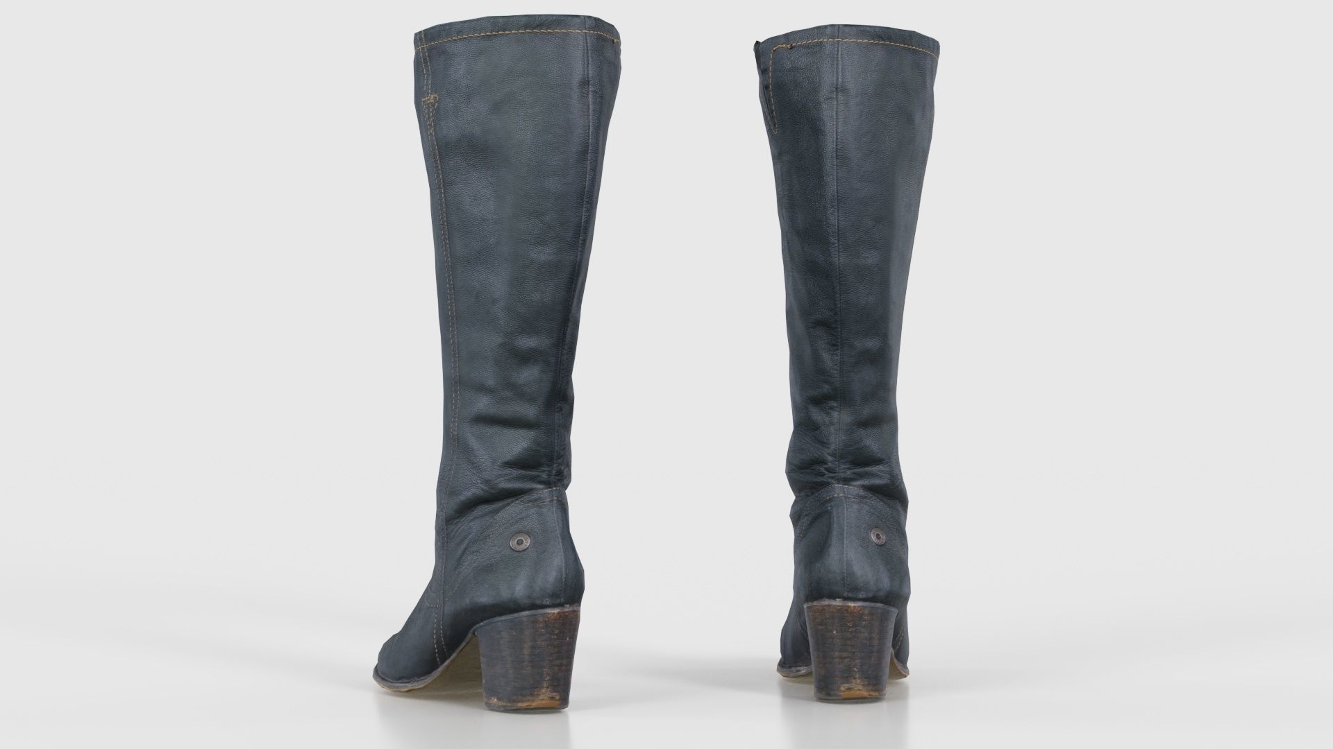 Tall Boot Noir Leather Low-poly 3D model_23