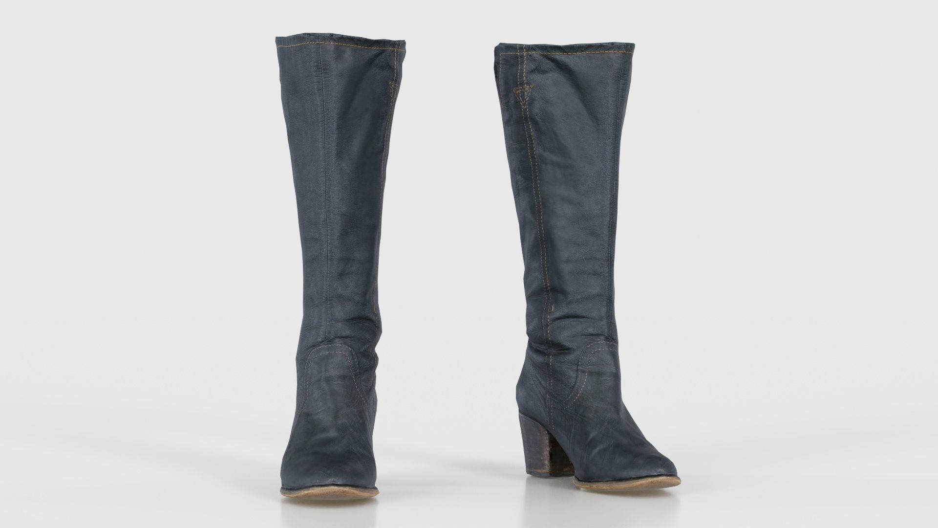 Tall Boot Noir Leather Low-poly 3D model_17