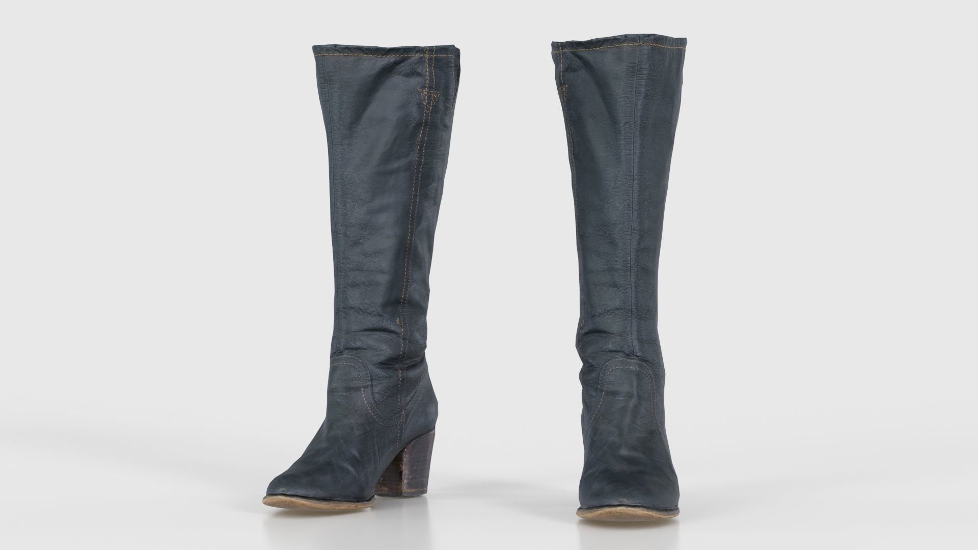 Tall Boot Noir Leather Low-poly 3D model_16