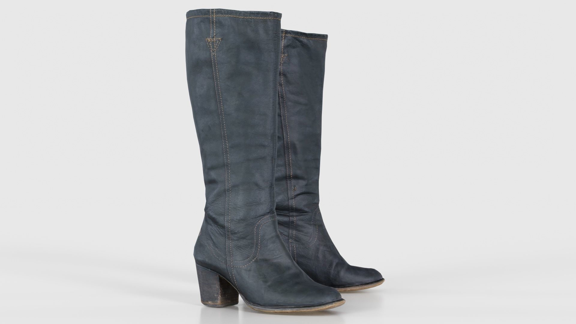 Tall Boot Noir Leather Low-poly 3D model_19