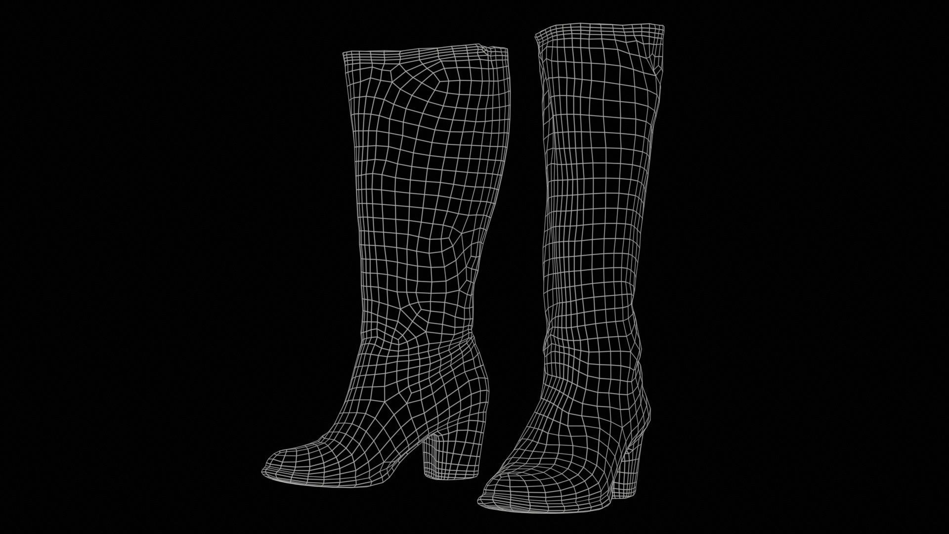 Tall Boot Noir Leather Low-poly 3D model_11