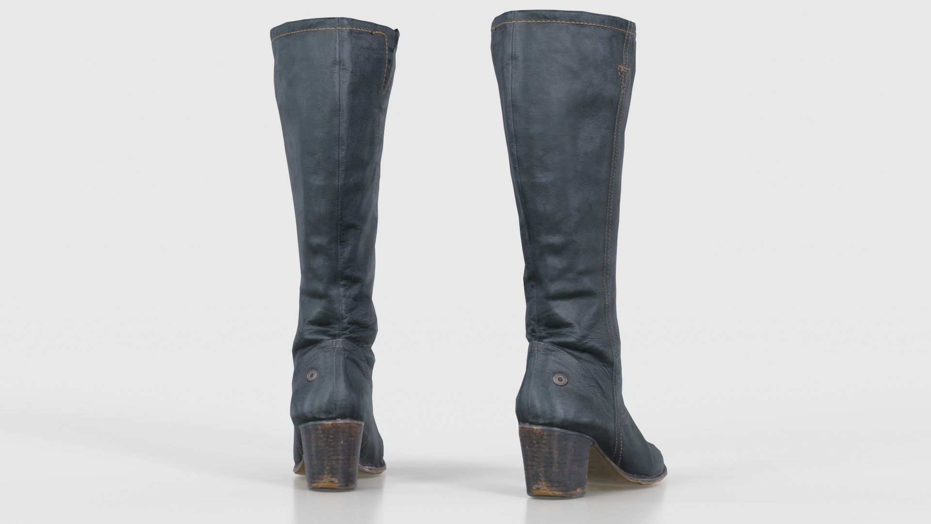 Tall Boot Noir Leather Low-poly 3D model_22