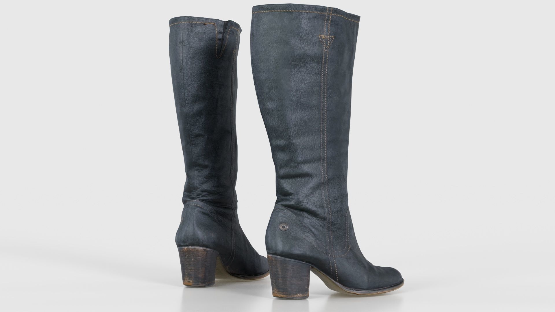 Tall Boot Noir Leather Low-poly 3D model_21