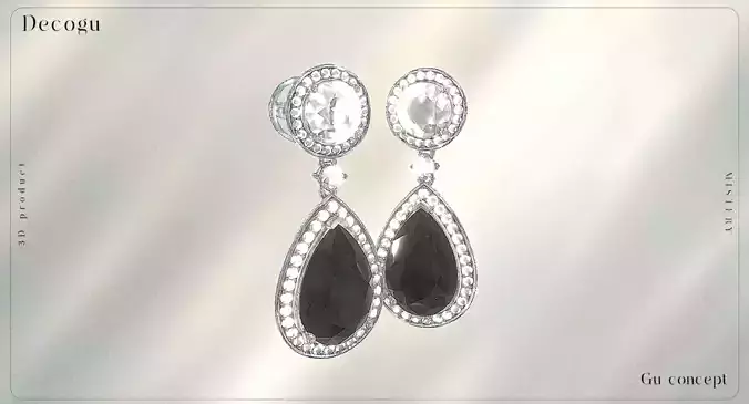 Onyx Drop Earrings with Diamond Halo