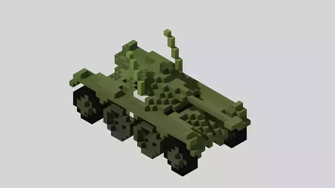 Panhard EBR Tank Voxel Low-poly 3D model