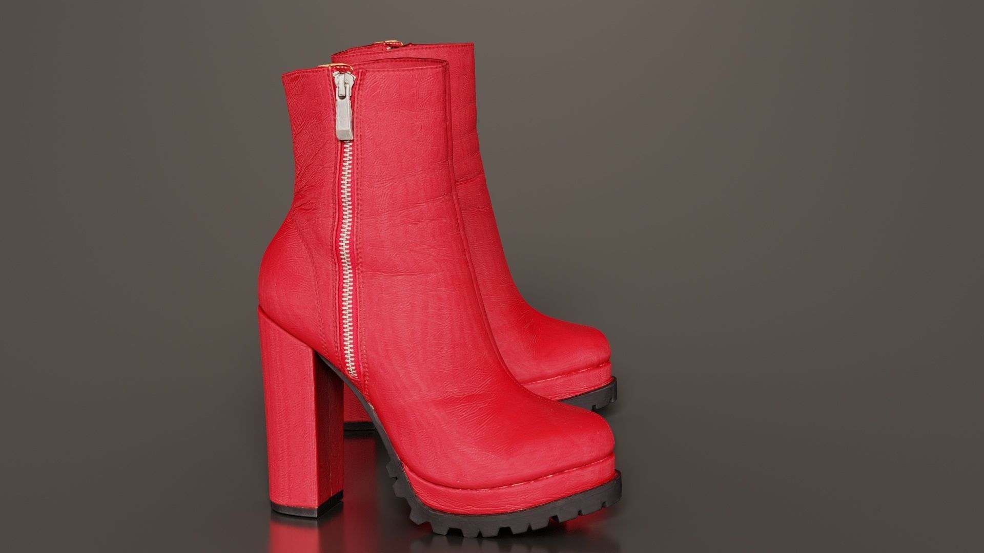 Zipper Sole Boots Low-poly 3D model_4