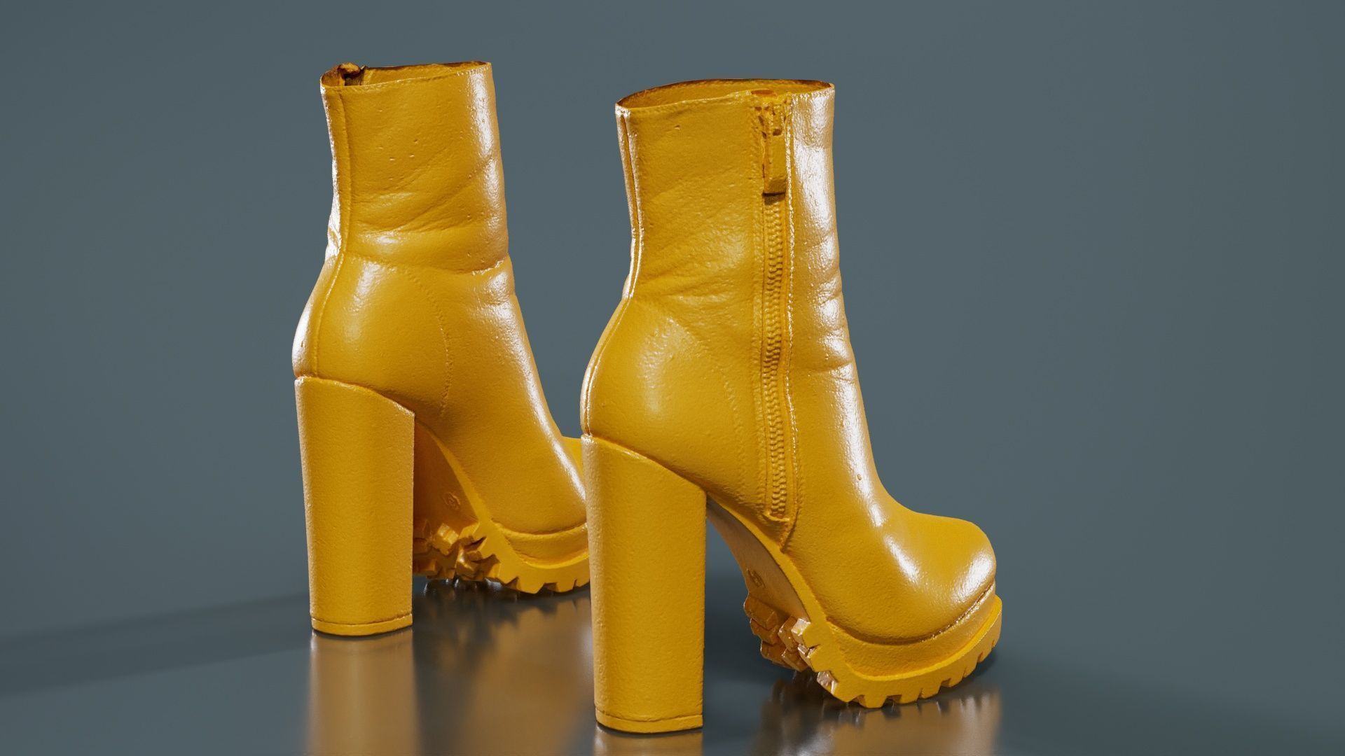 Zipper Sole Boots Low-poly 3D model_13