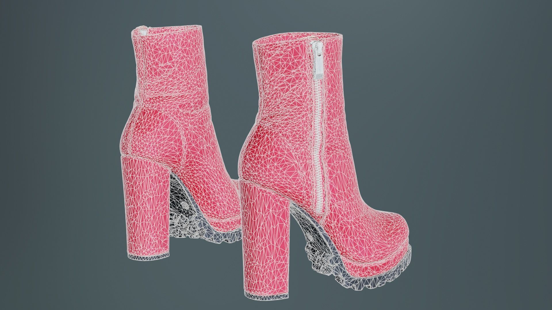Zipper Sole Boots Low-poly 3D model_10