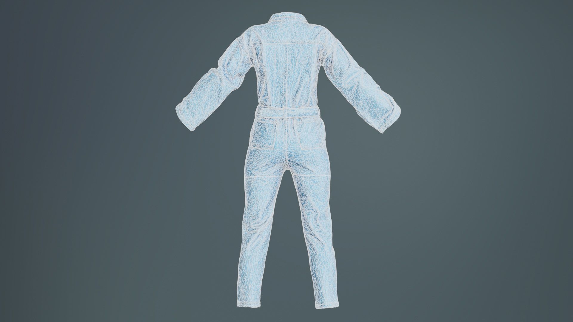 Belted Jeans Salopet Low-poly 3D model_10