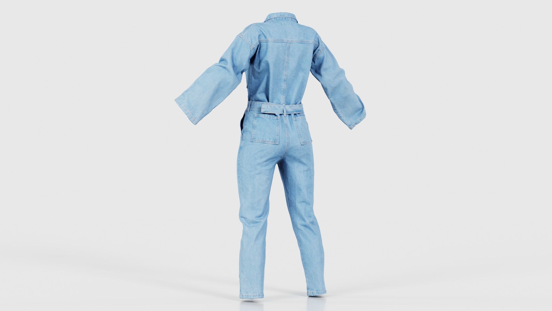 Belted Jeans Salopet Low-poly 3D model_22