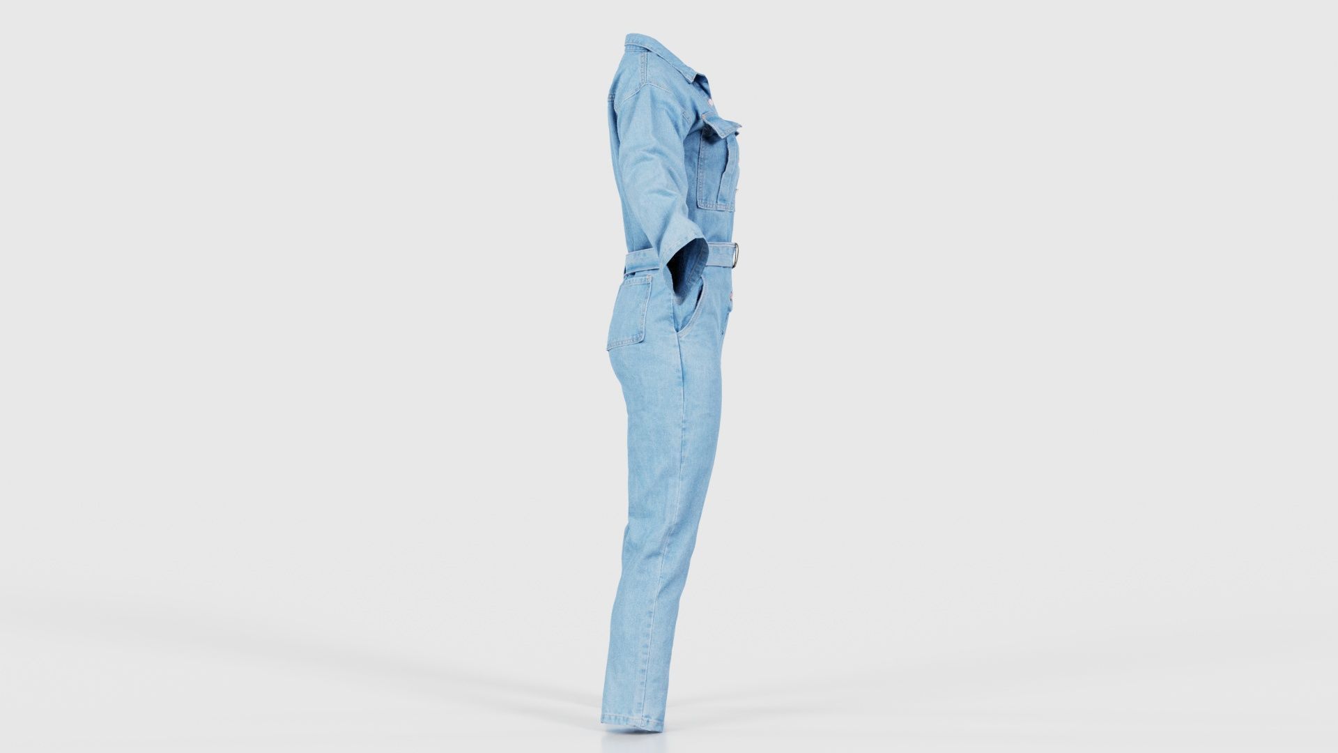 Belted Jeans Salopet Low-poly 3D model_18