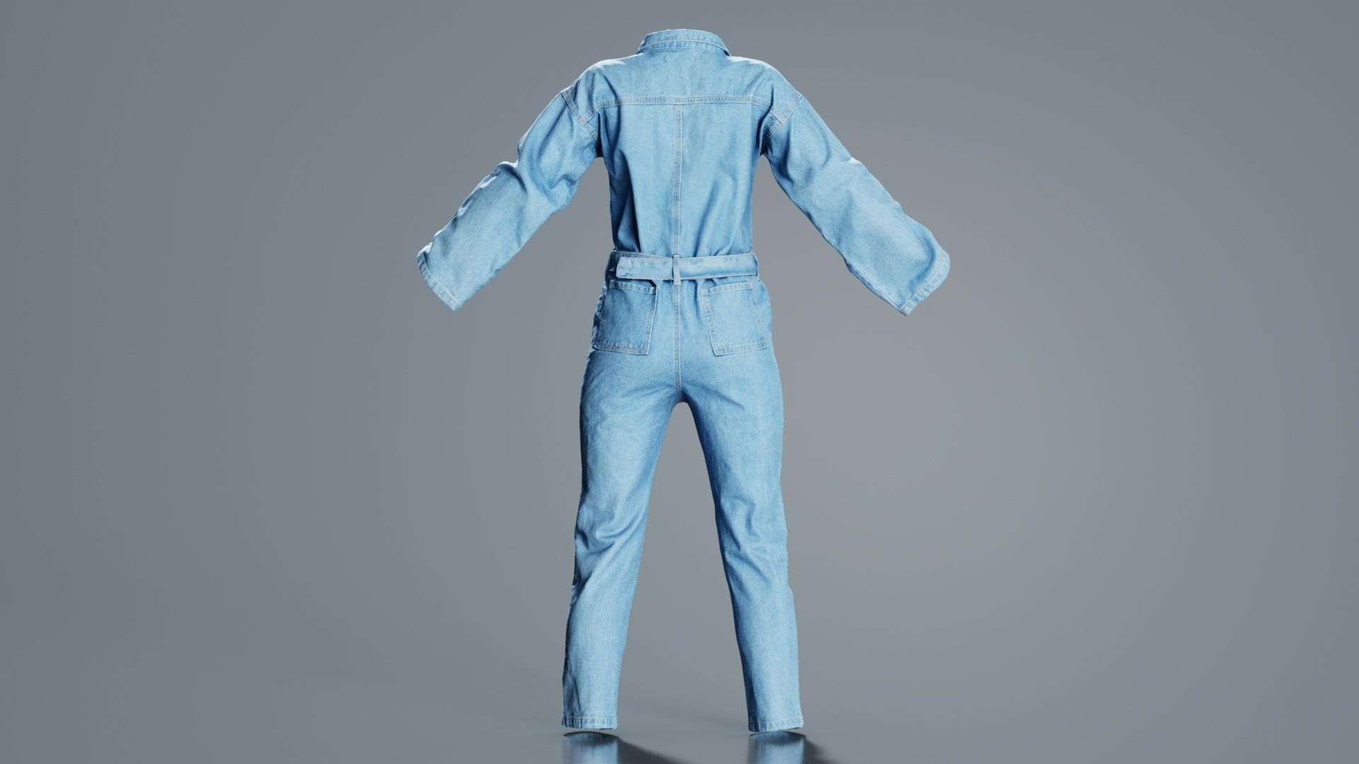 Belted Jeans Salopet Low-poly 3D model_1