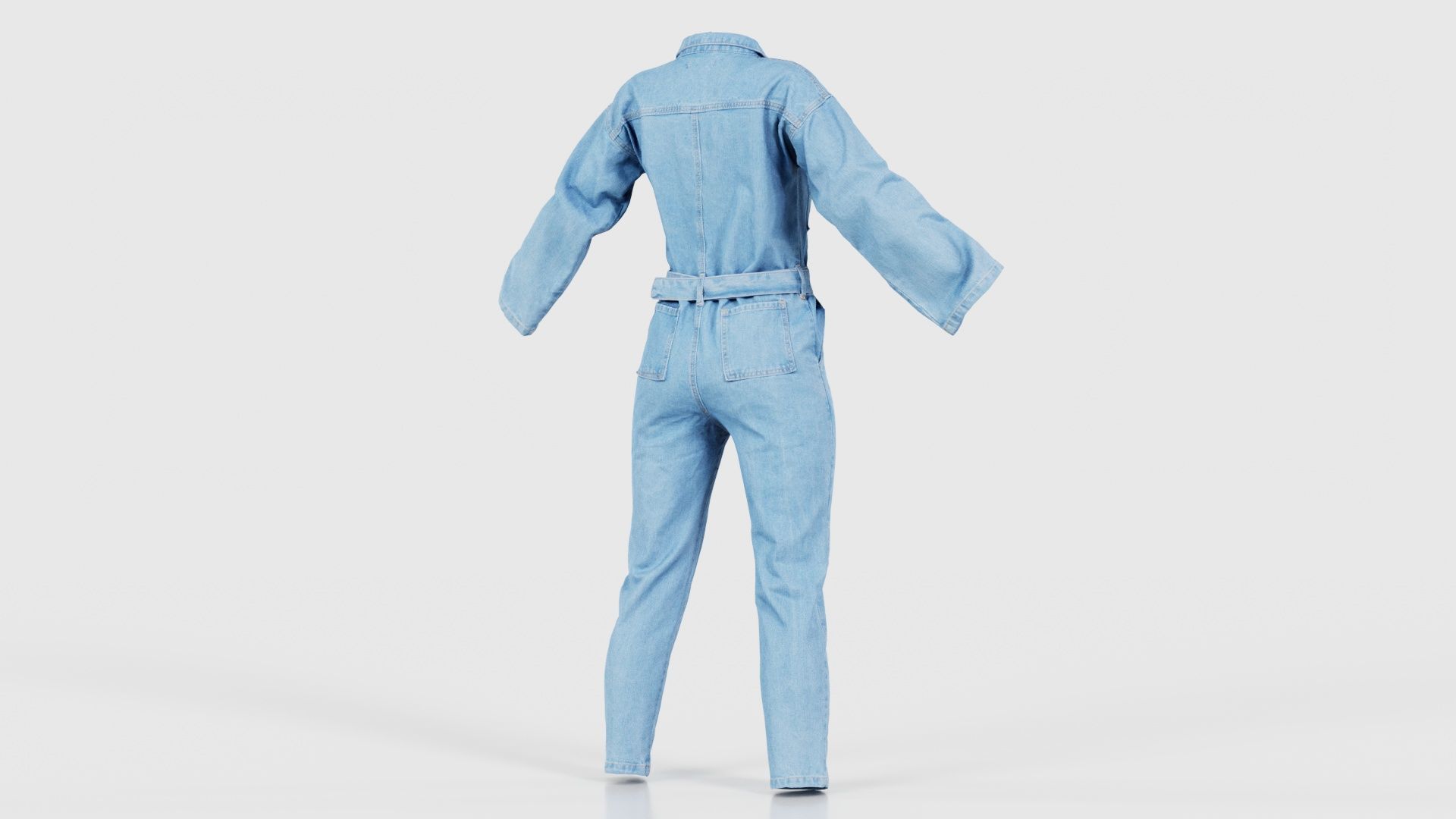 Belted Jeans Salopet Low-poly 3D model_20
