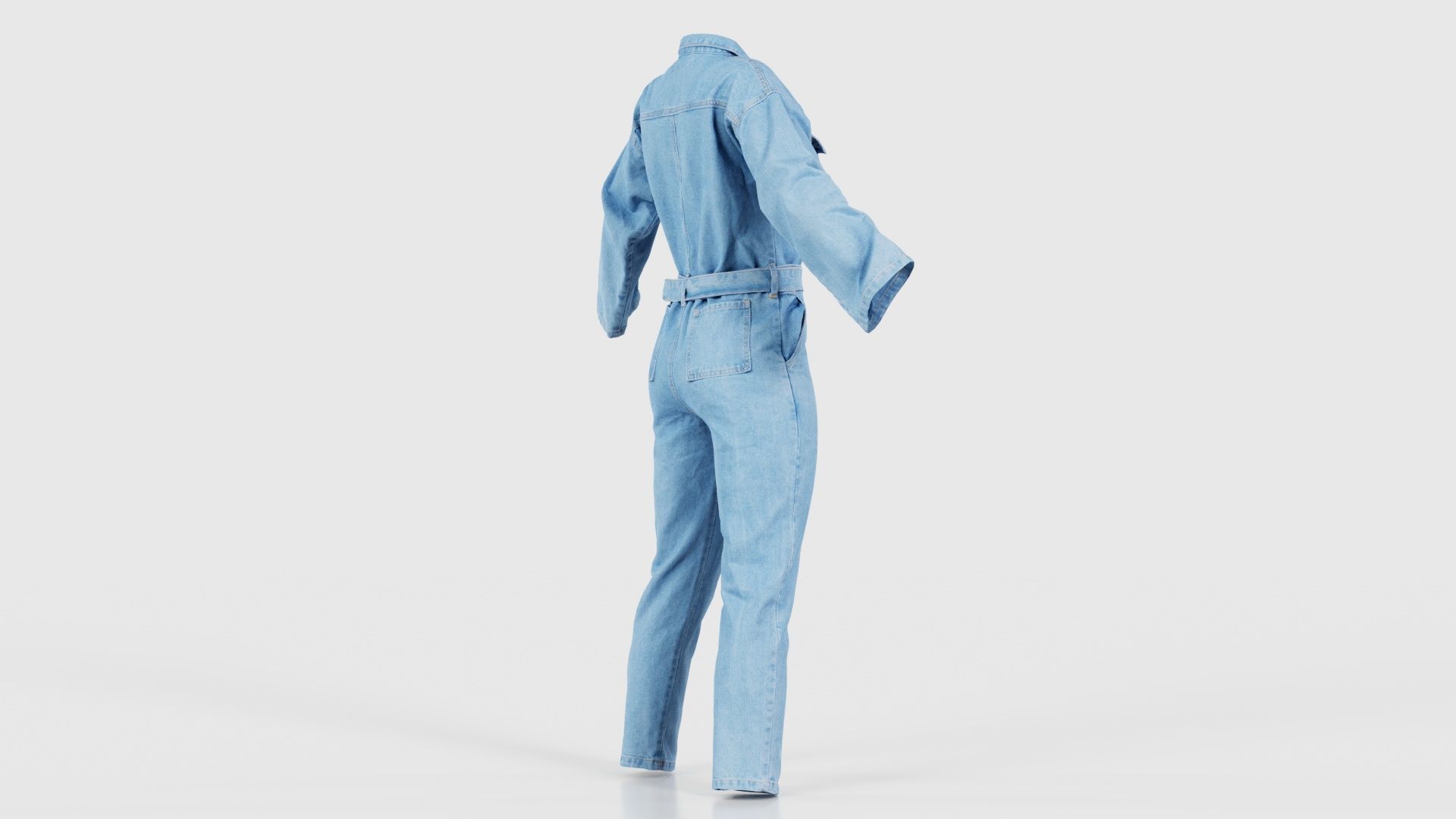 Belted Jeans Salopet Low-poly 3D model_19
