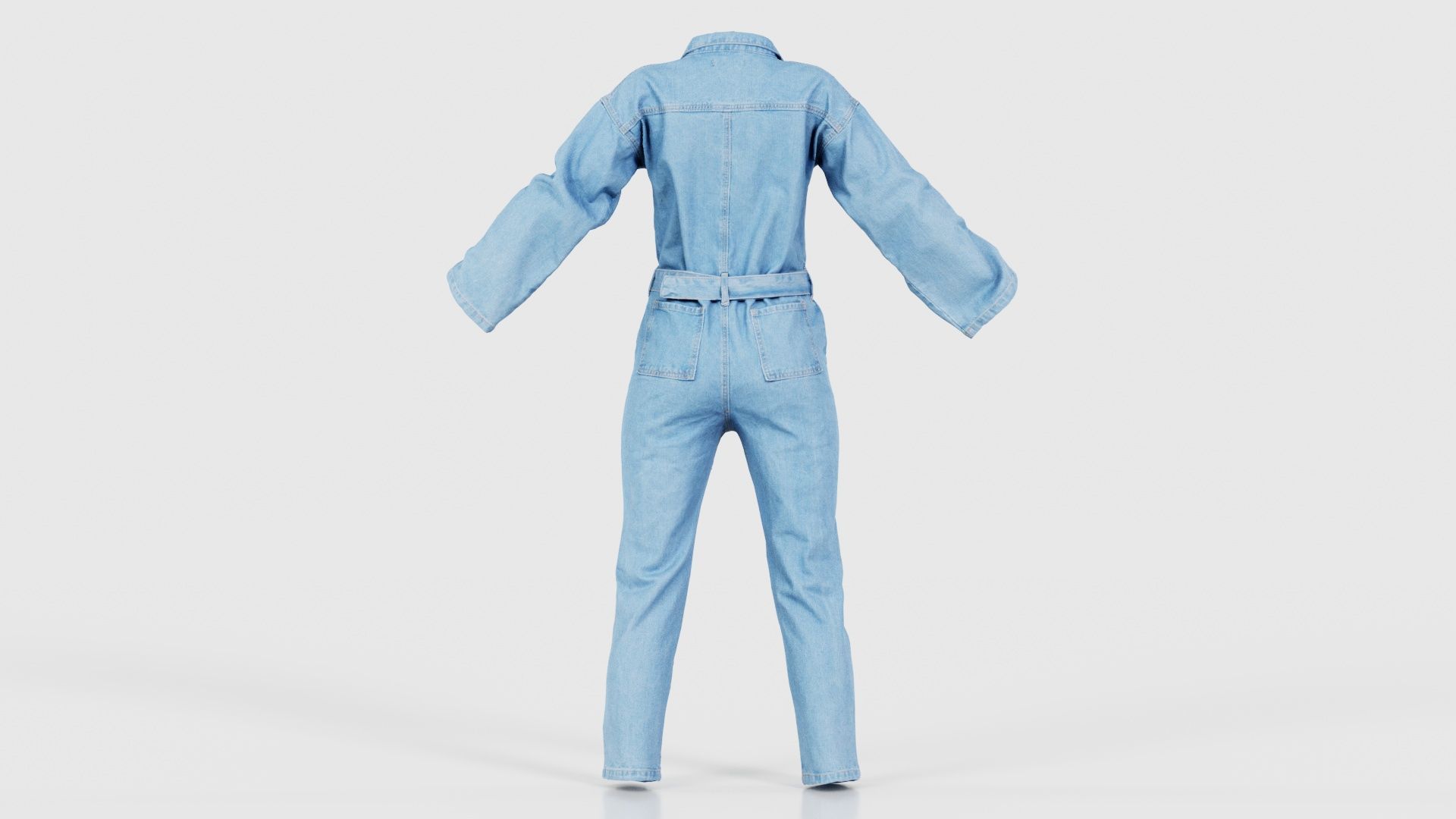 Belted Jeans Salopet Low-poly 3D model_21