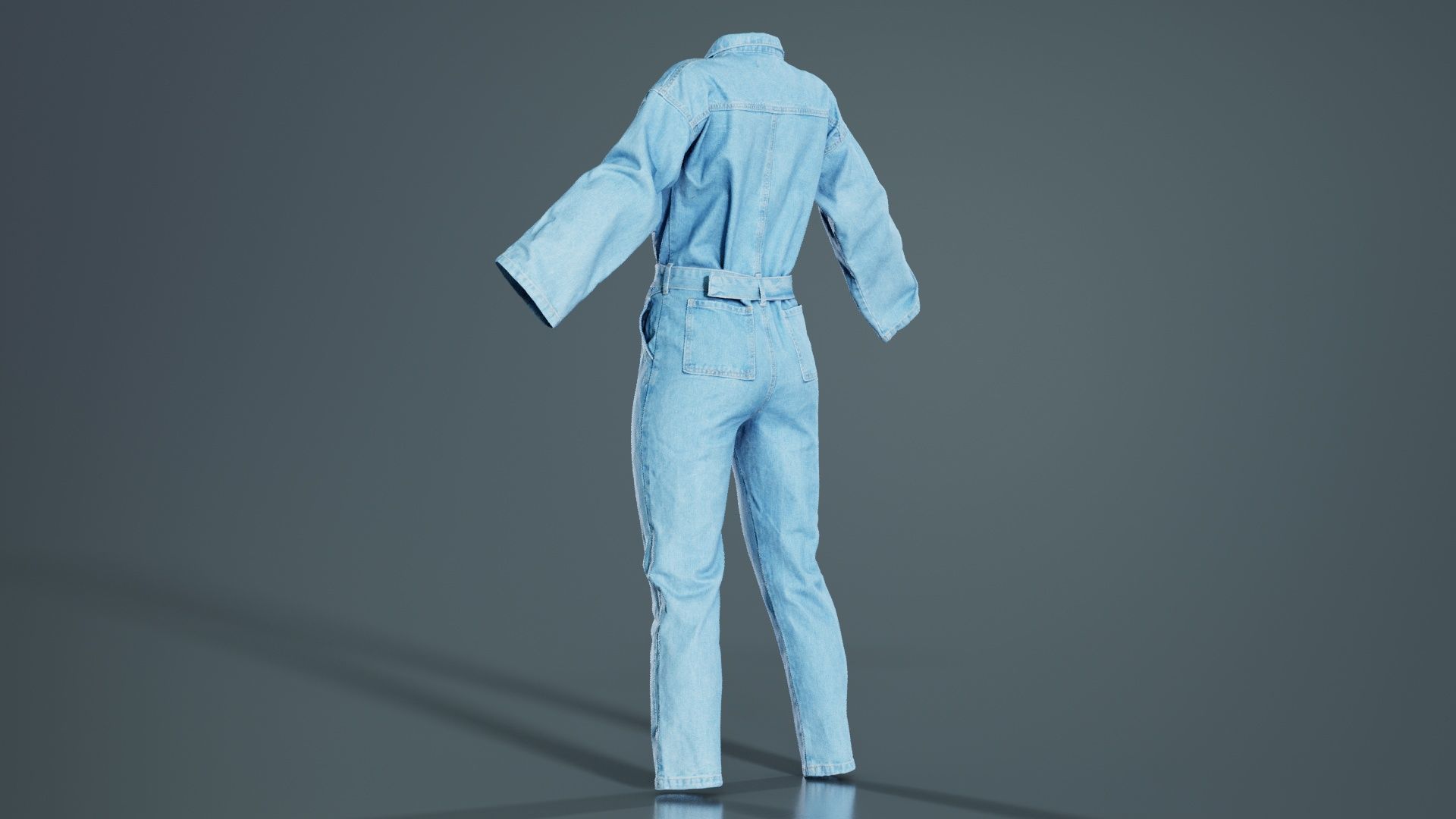 Belted Jeans Salopet Low-poly 3D model_8