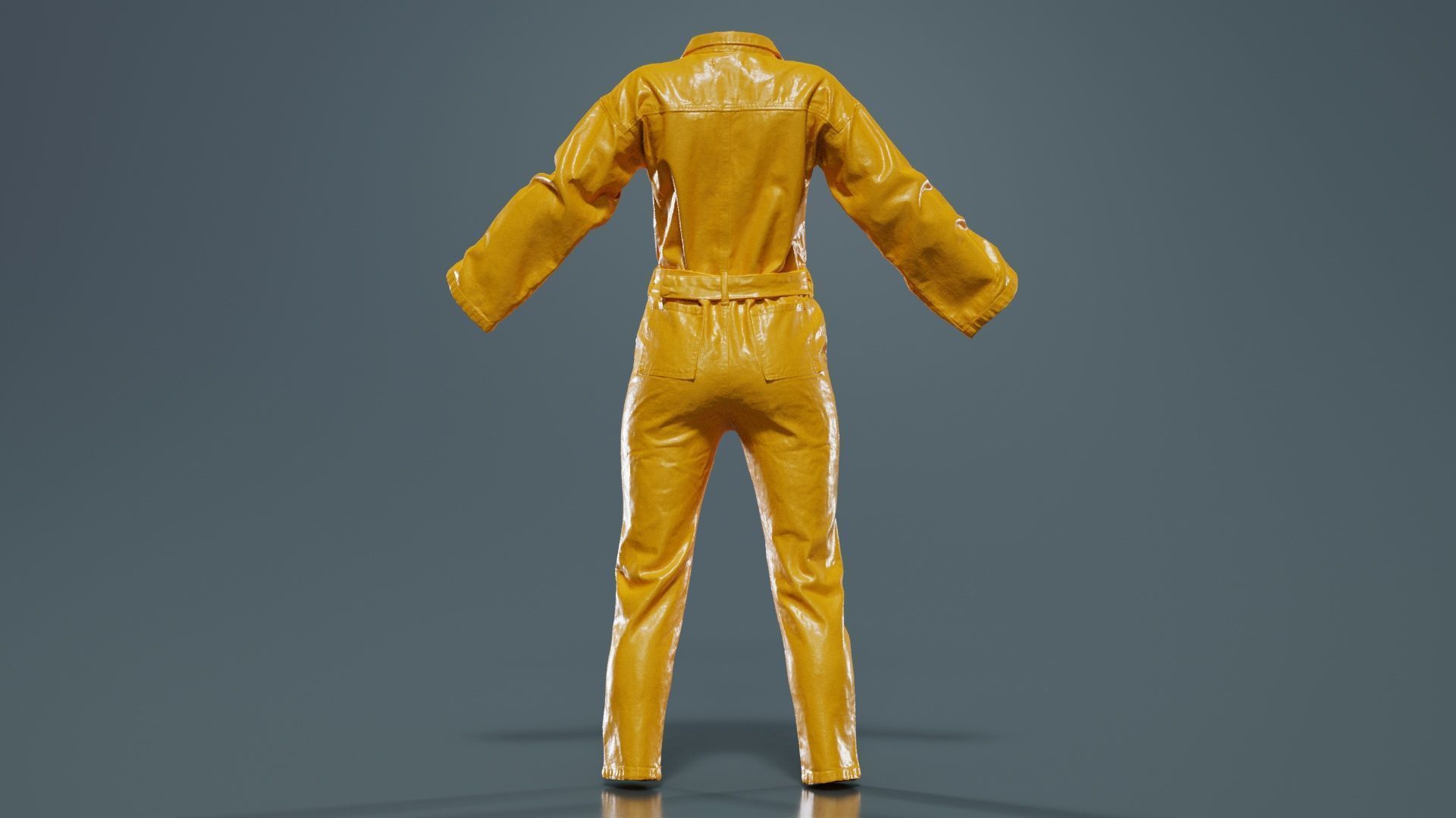 Belted Jeans Salopet Low-poly 3D model_13