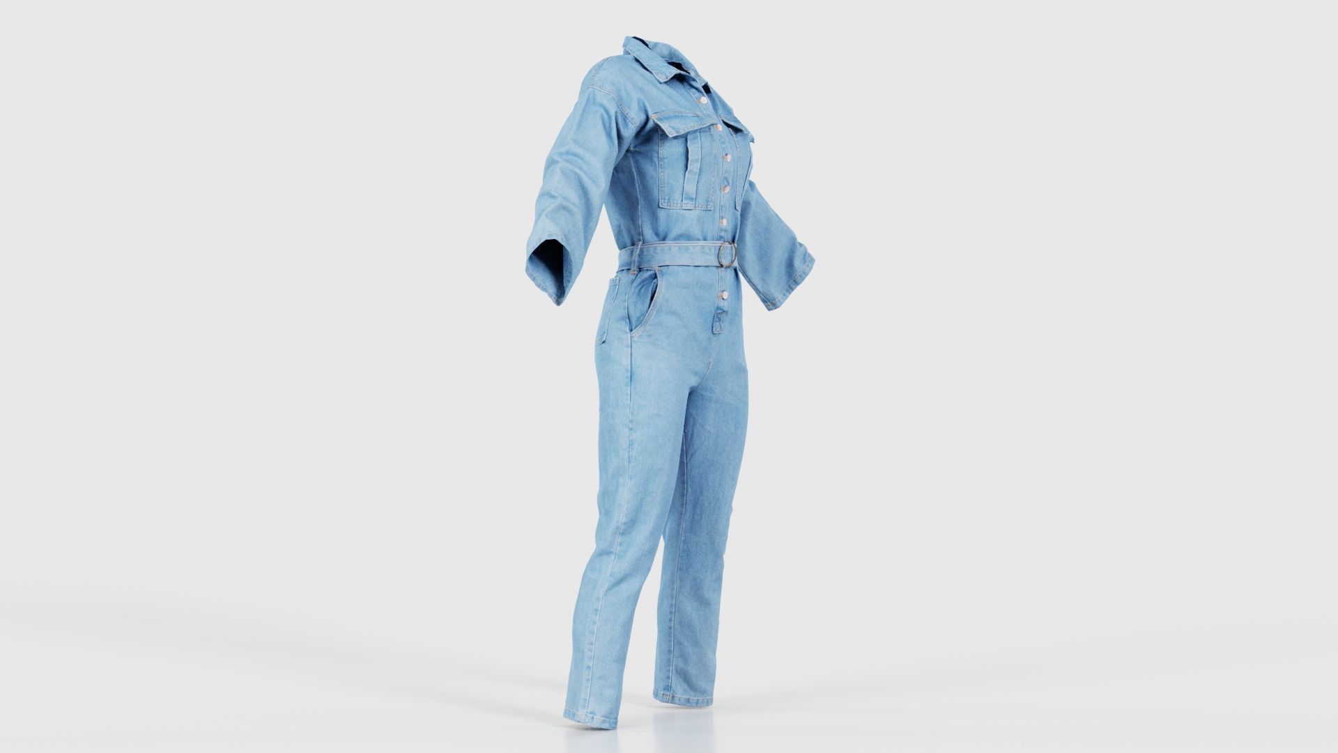 Belted Jeans Salopet Low-poly 3D model_17