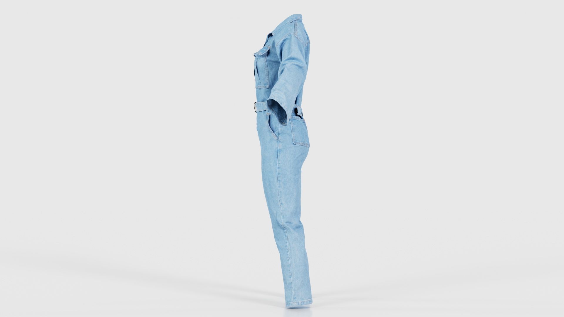 Belted Jeans Salopet Low-poly 3D model_24