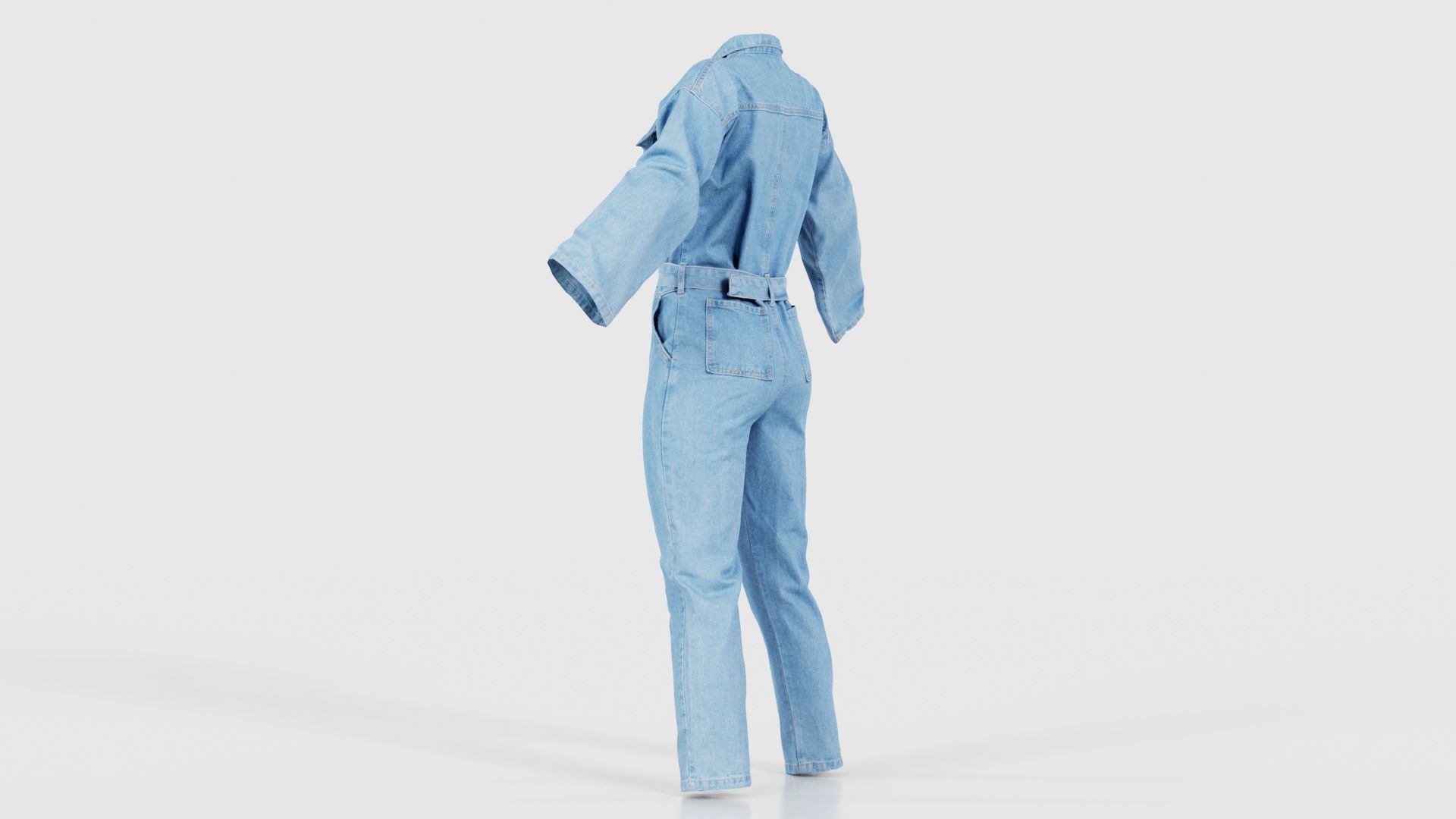 Belted Jeans Salopet Low-poly 3D model_23
