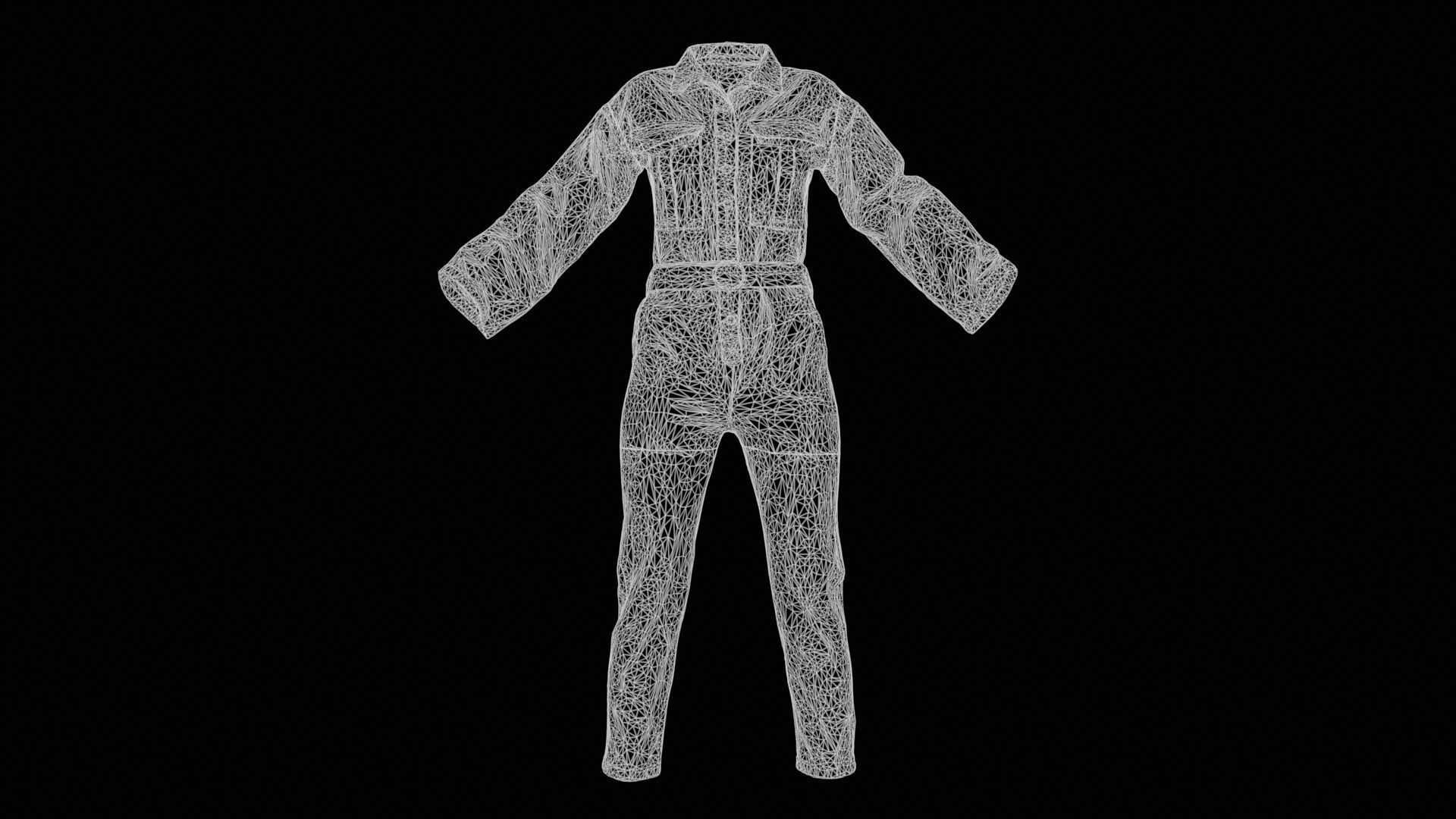 Belted Jeans Salopet Low-poly 3D model_11