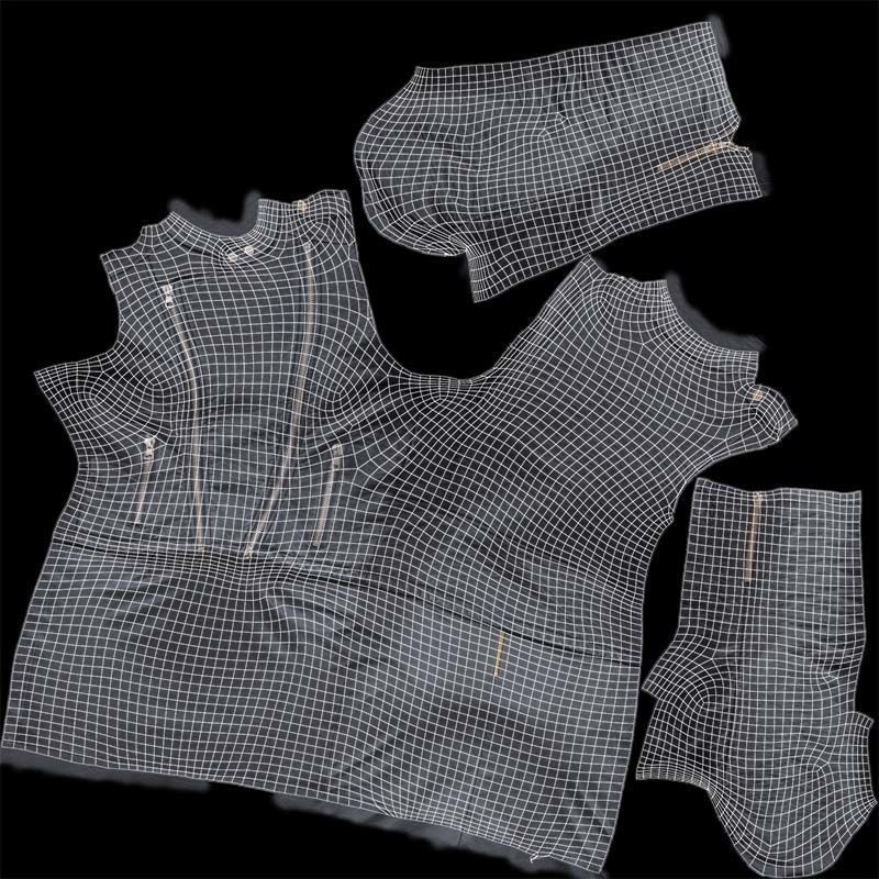 Black Outfit Low-poly 3D model_14