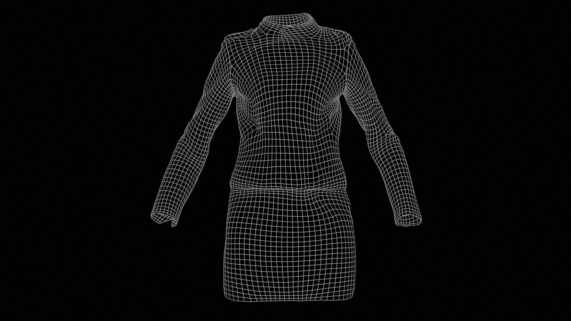Black Outfit Low-poly 3D model_11