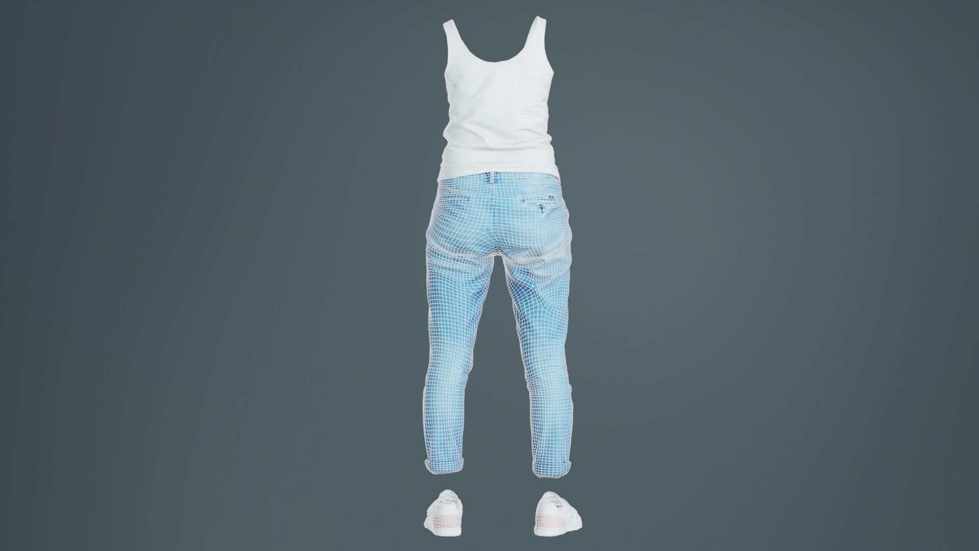 Blue Jeans and White Tank Top Low-poly 3D model_10