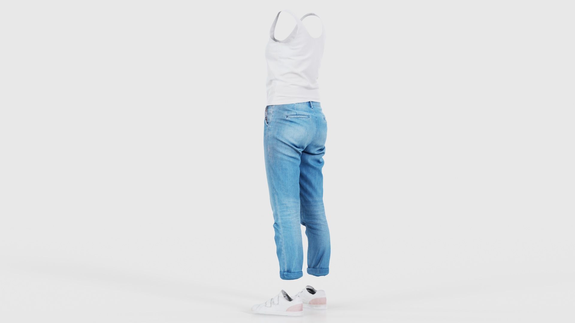 Blue Jeans and White Tank Top Low-poly 3D model_23