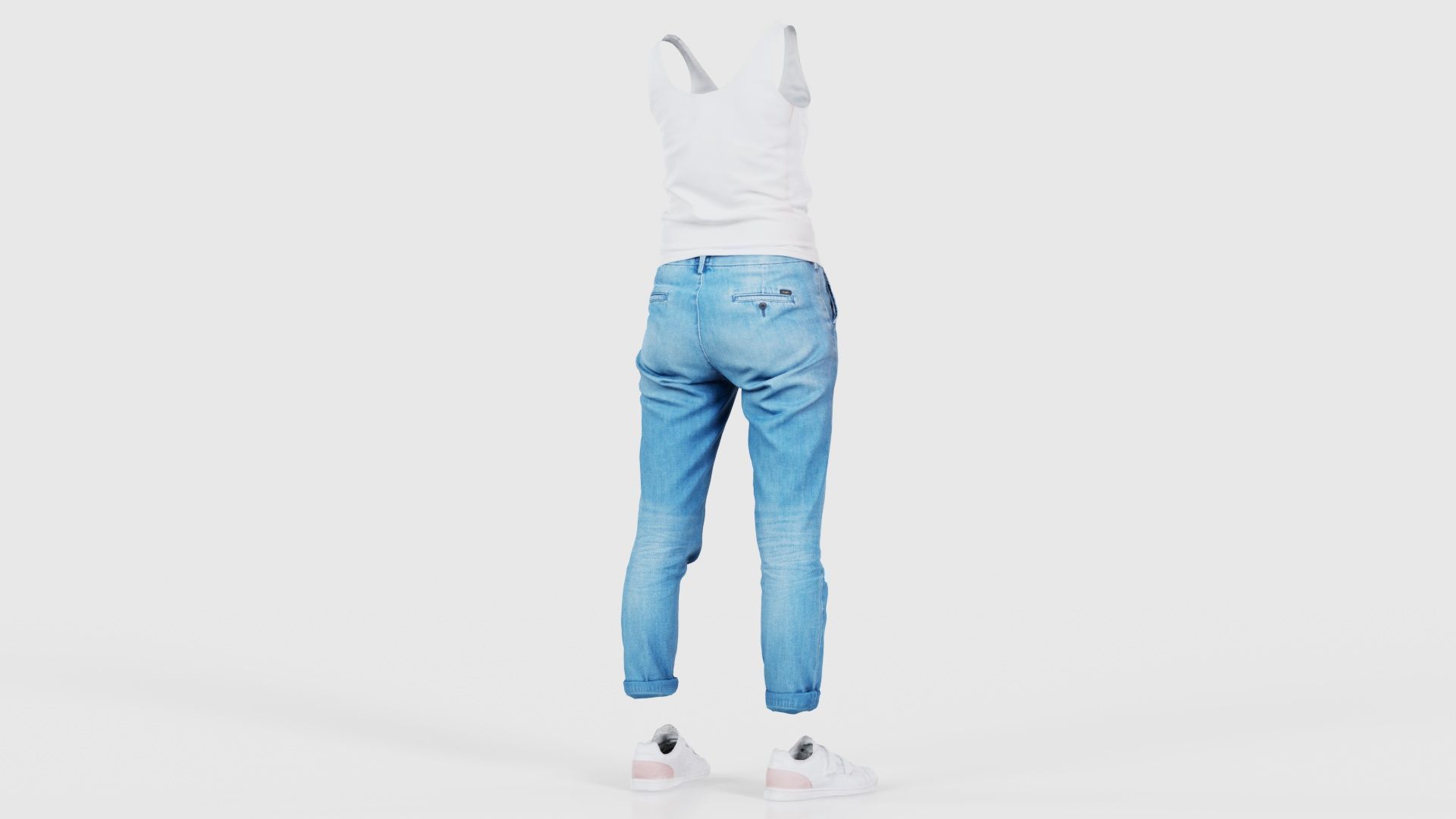Blue Jeans and White Tank Top Low-poly 3D model_20