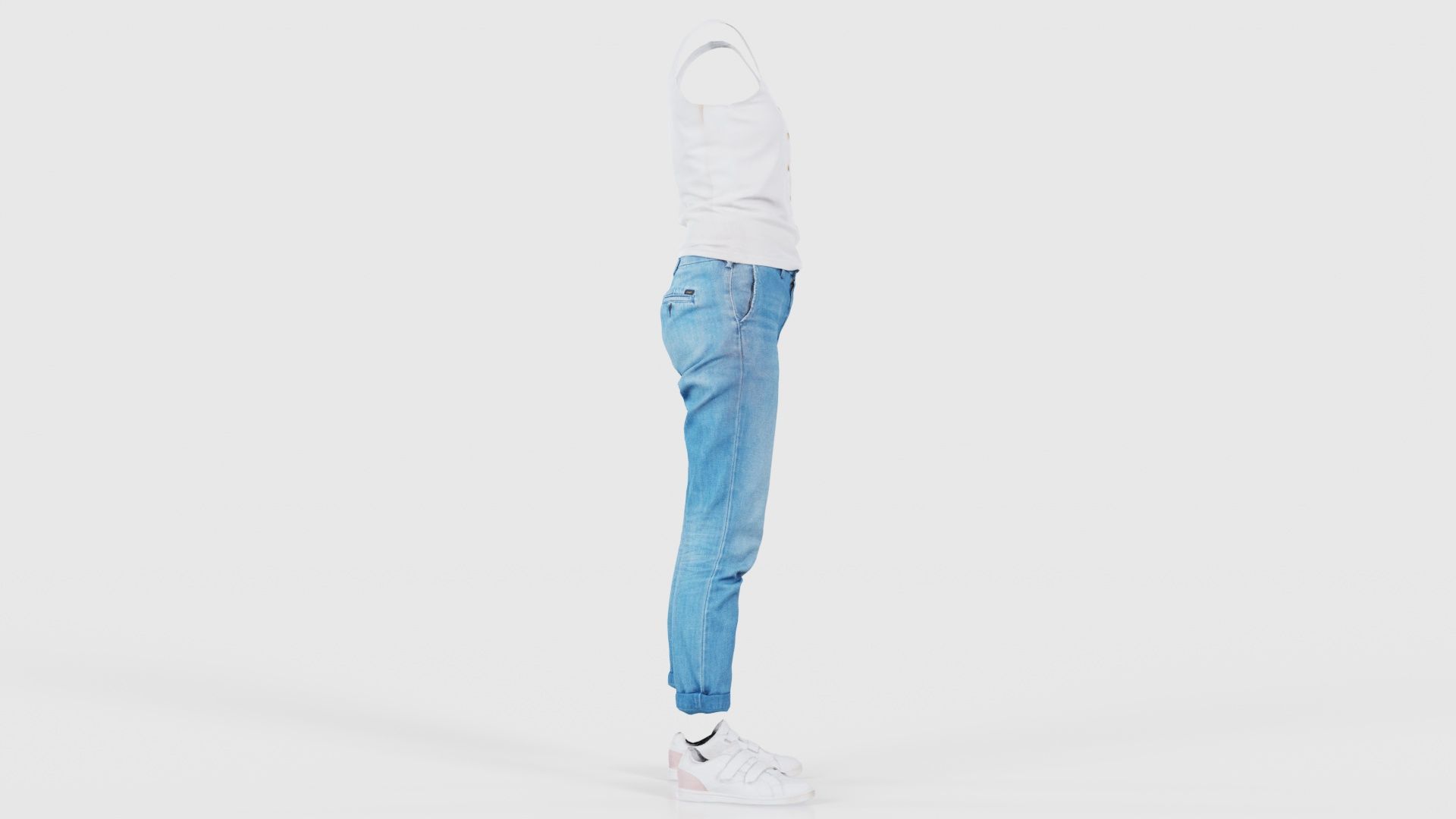 Blue Jeans and White Tank Top Low-poly 3D model_18