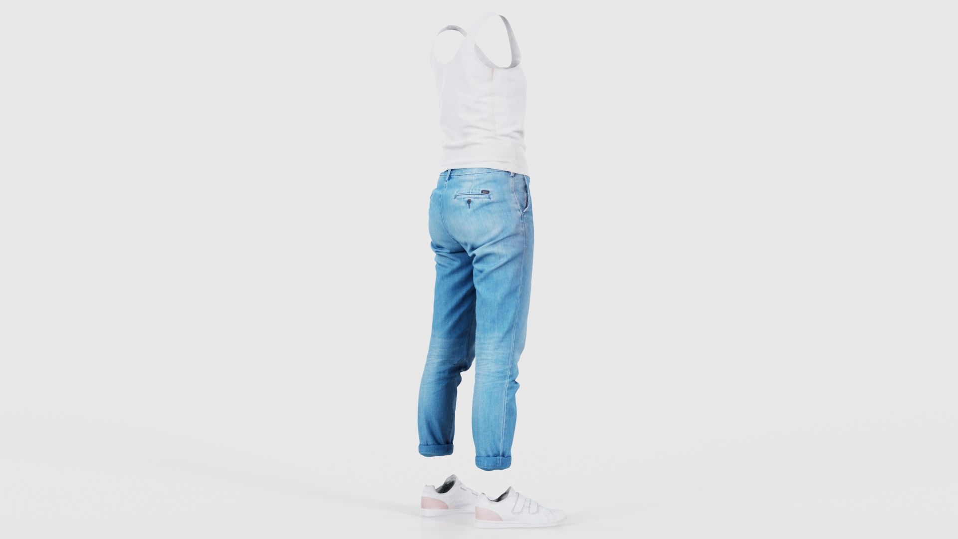 Blue Jeans and White Tank Top Low-poly 3D model_19