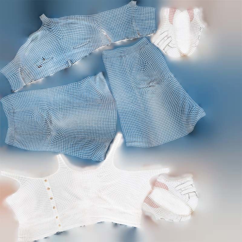 Blue Jeans and White Tank Top Low-poly 3D model_14