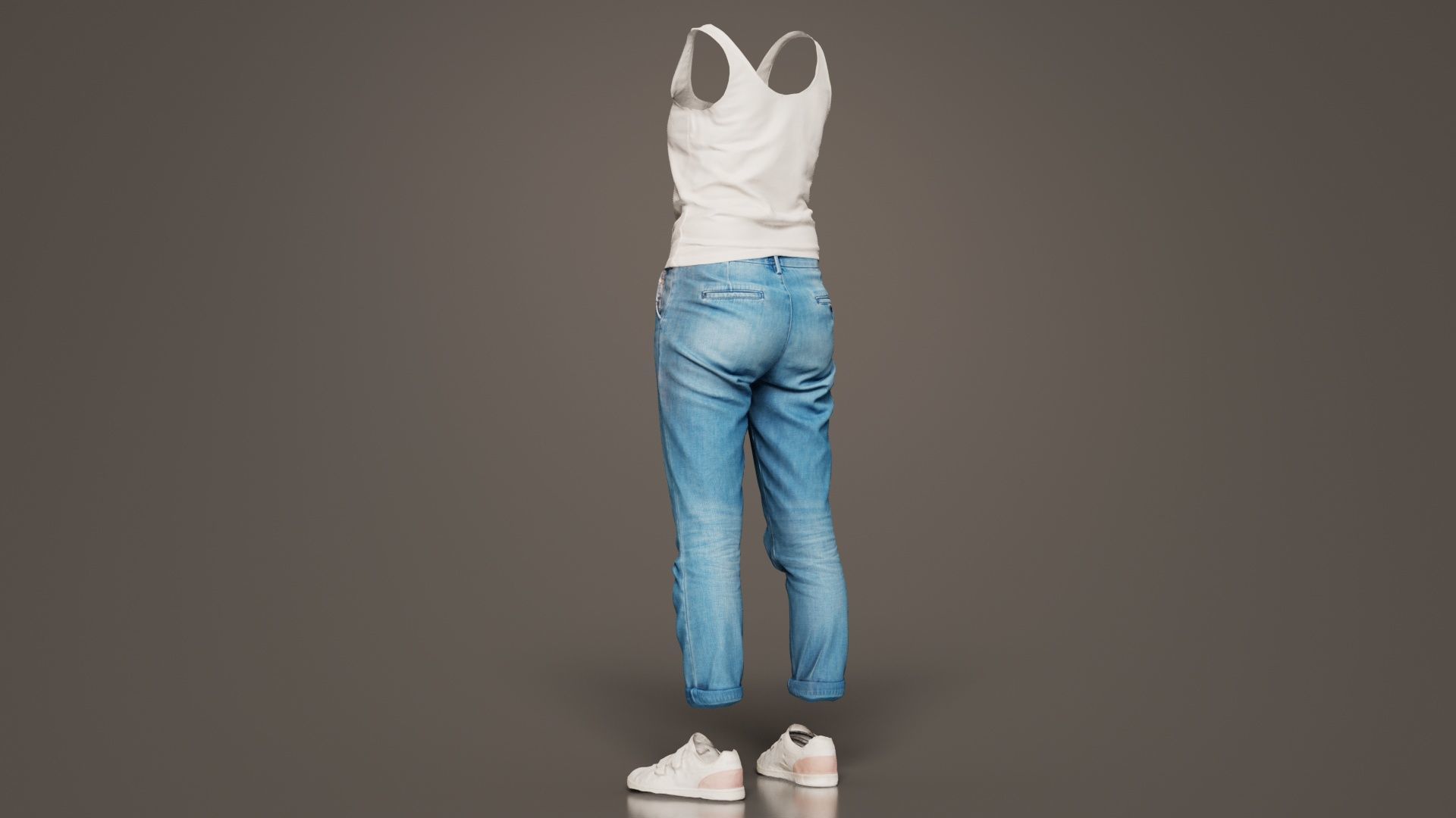 Blue Jeans and White Tank Top Low-poly 3D model_4