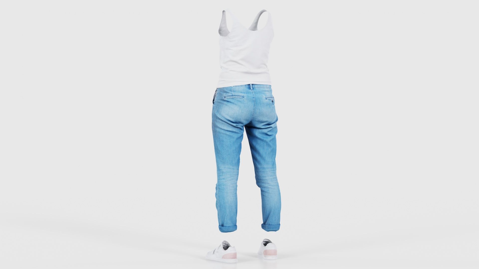 Blue Jeans and White Tank Top Low-poly 3D model_22