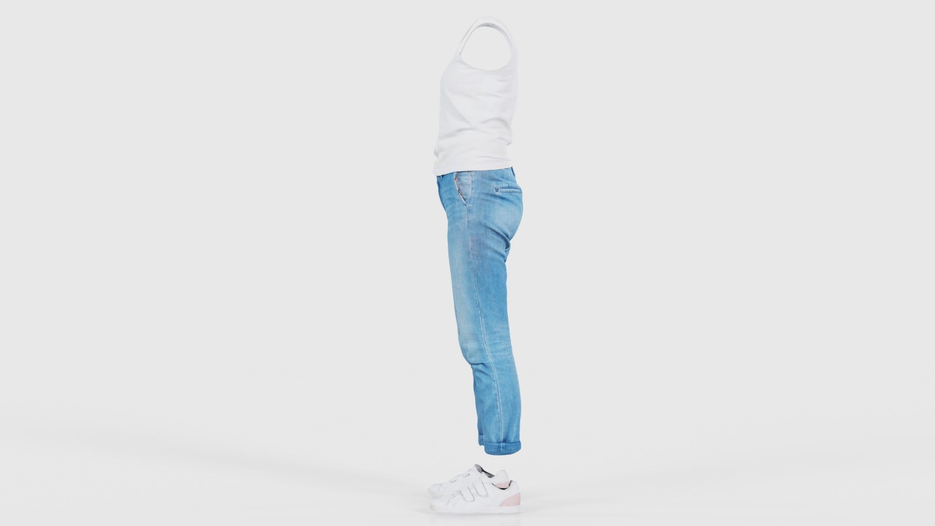 Blue Jeans and White Tank Top Low-poly 3D model_24