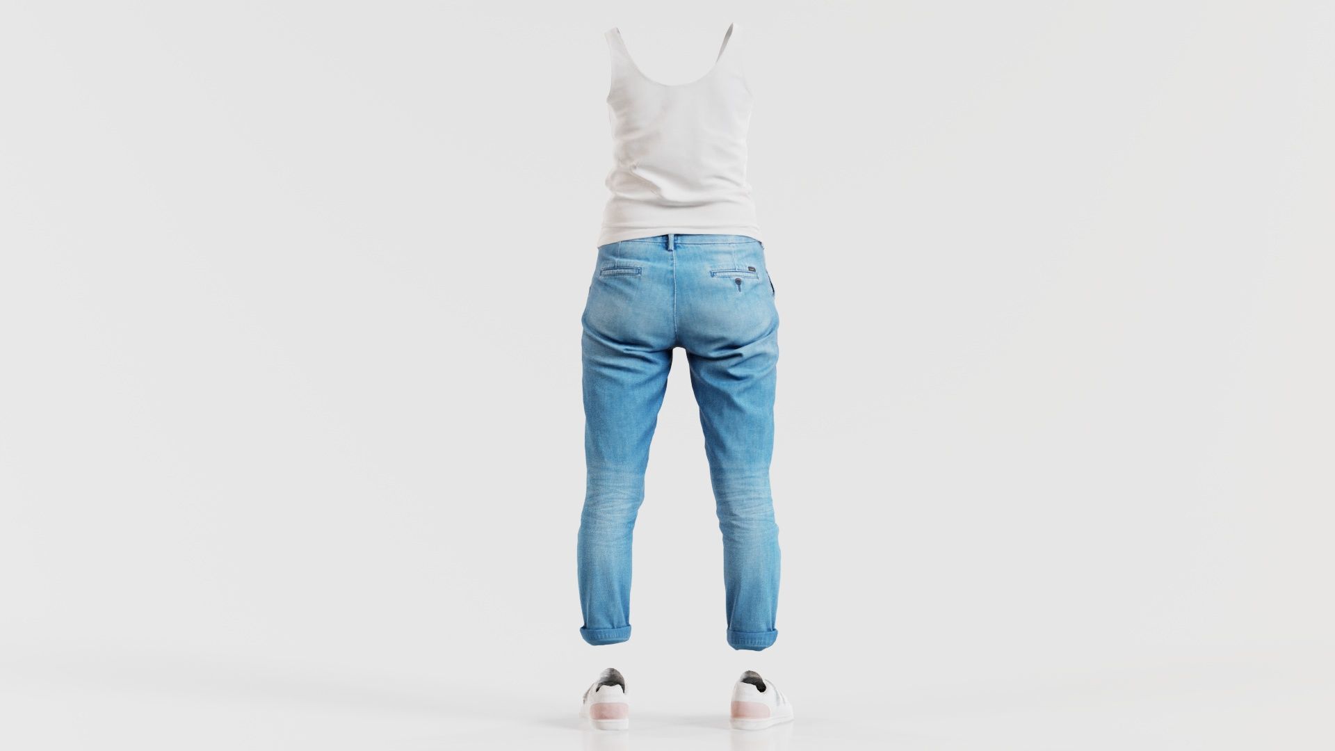 Blue Jeans and White Tank Top Low-poly 3D model_6