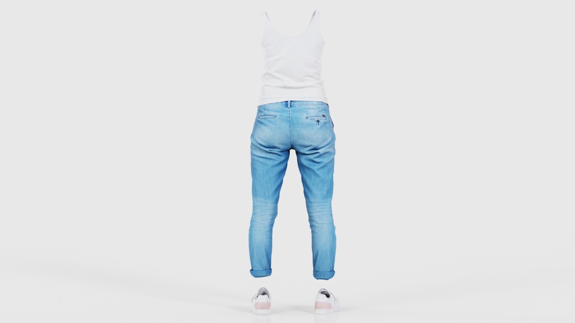 Blue Jeans and White Tank Top Low-poly 3D model_21