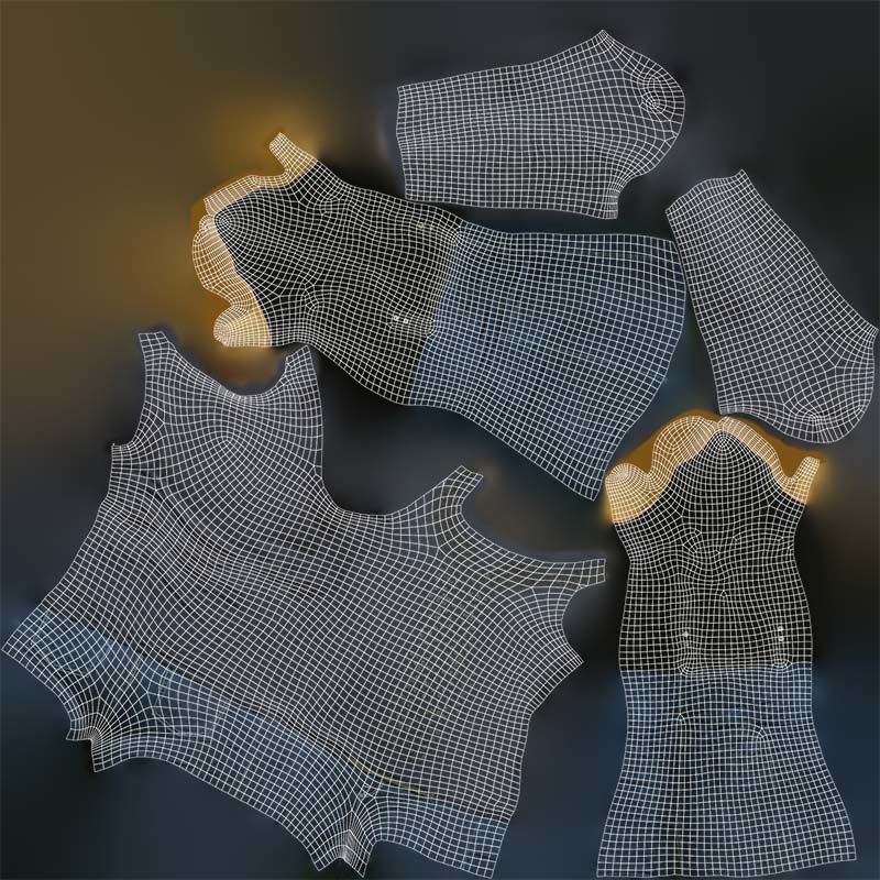 Casual Collection Female Low-poly 3D model_14