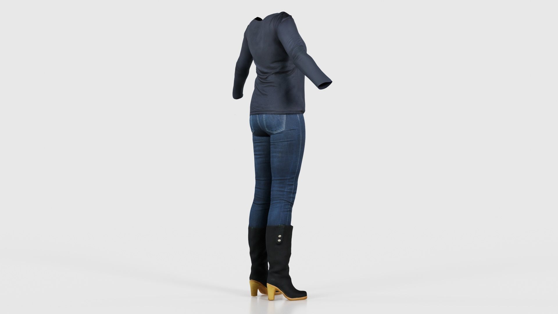 Casual Collection Female Low-poly 3D model_19