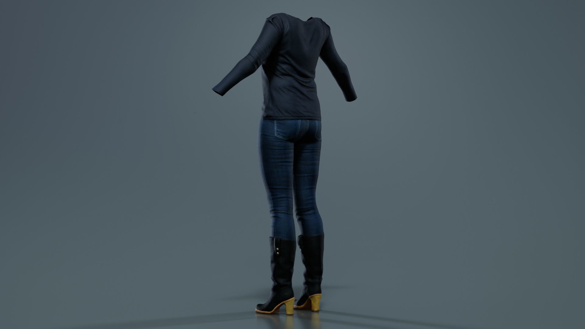 Casual Collection Female Low-poly 3D model_7