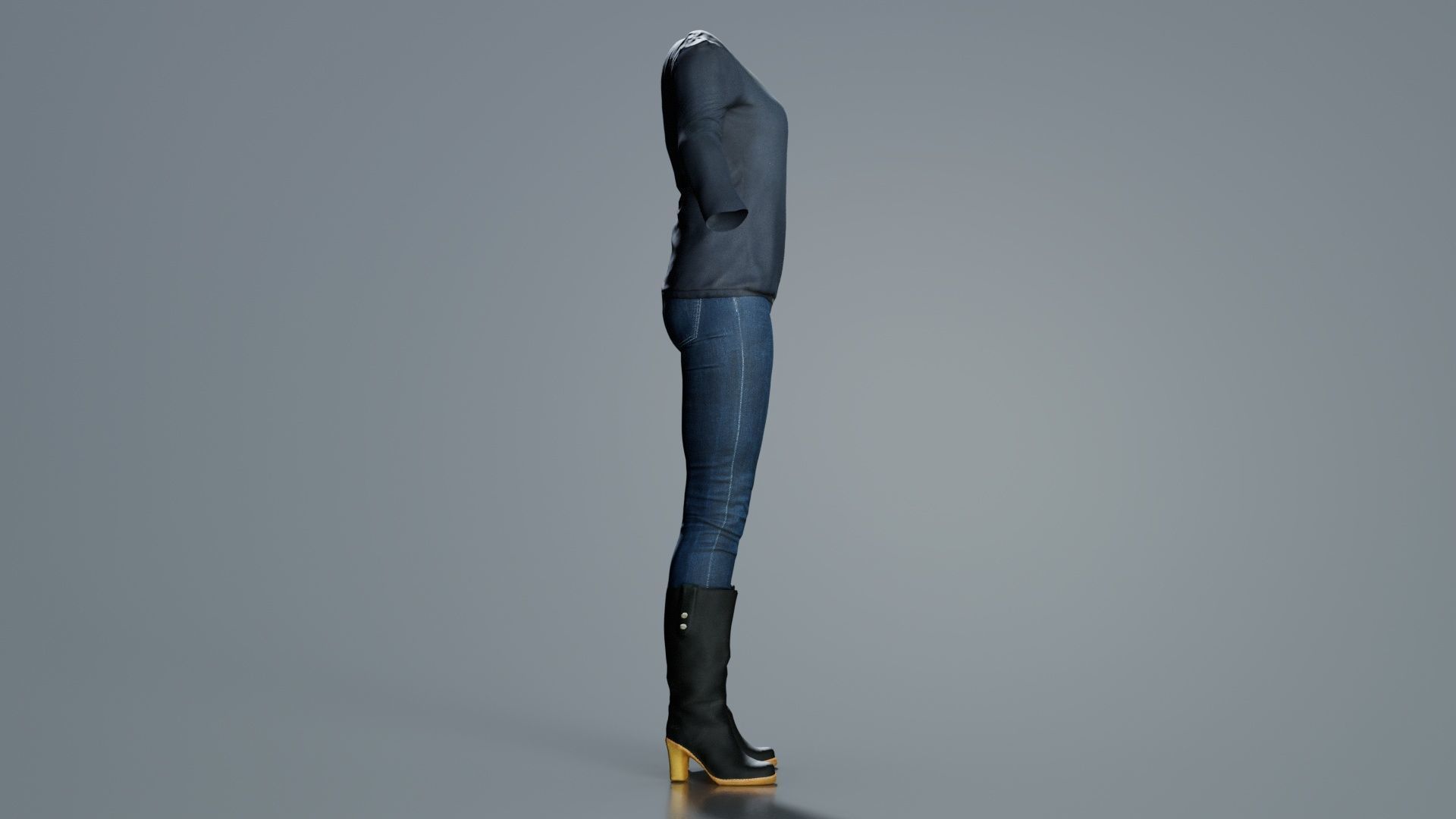 Casual Collection Female Low-poly 3D model_5