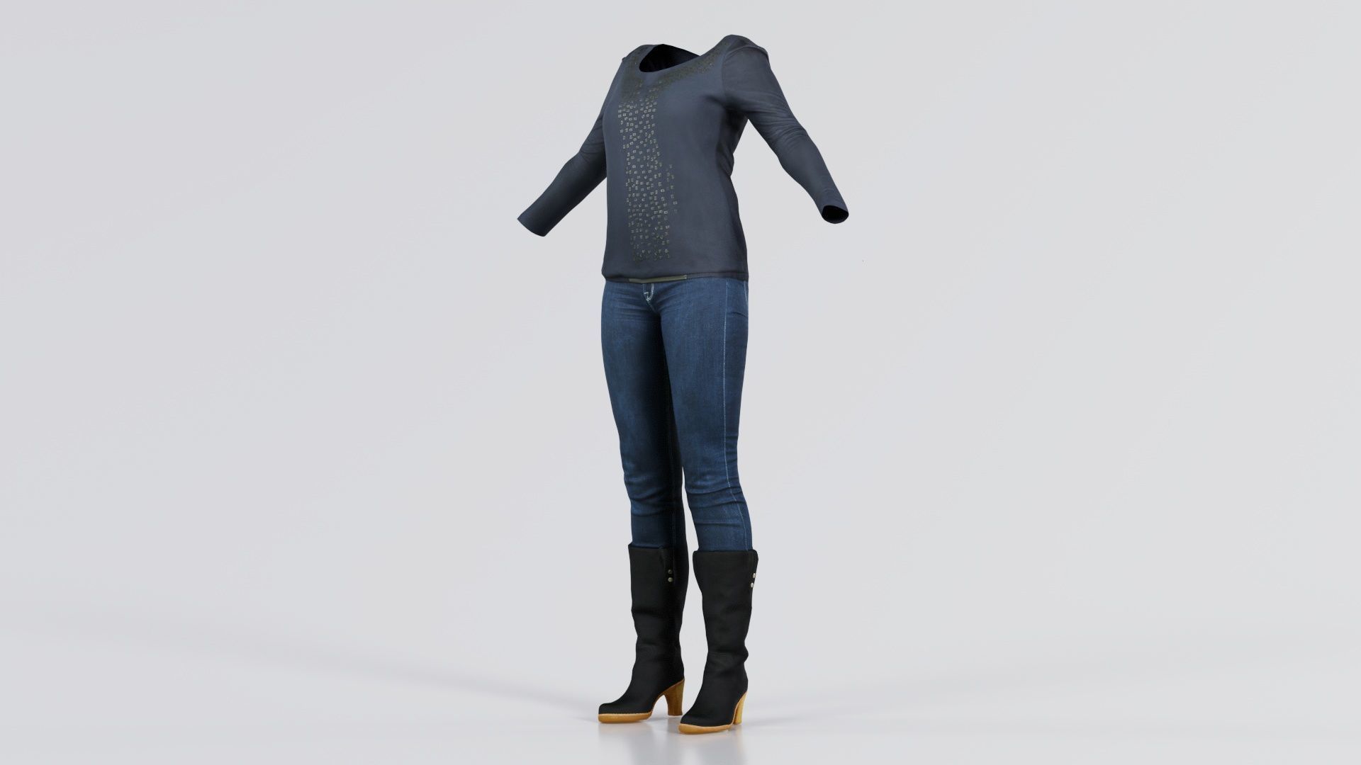 Casual Collection Female Low-poly 3D model_6