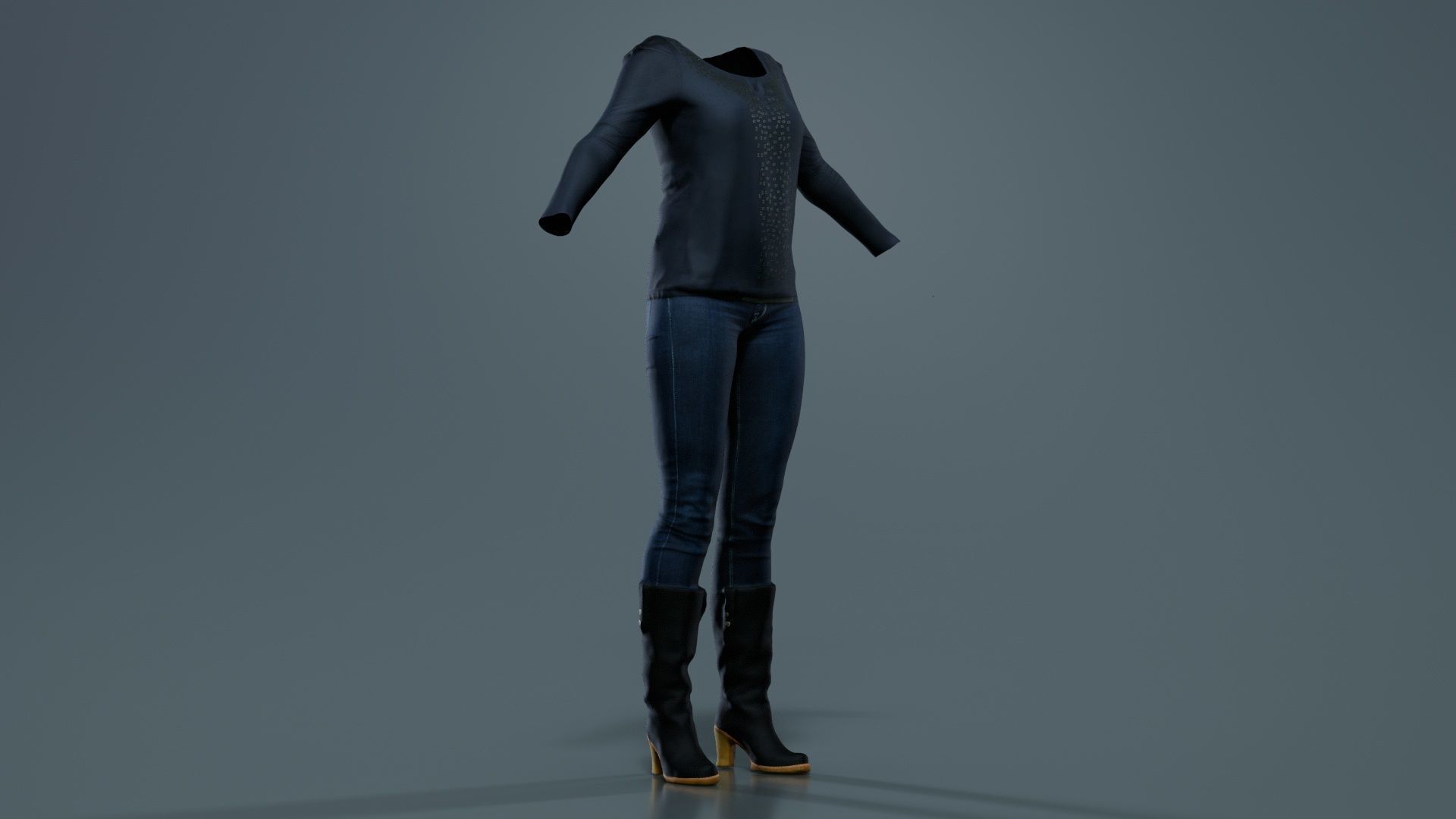 Casual Collection Female Low-poly 3D model_1
