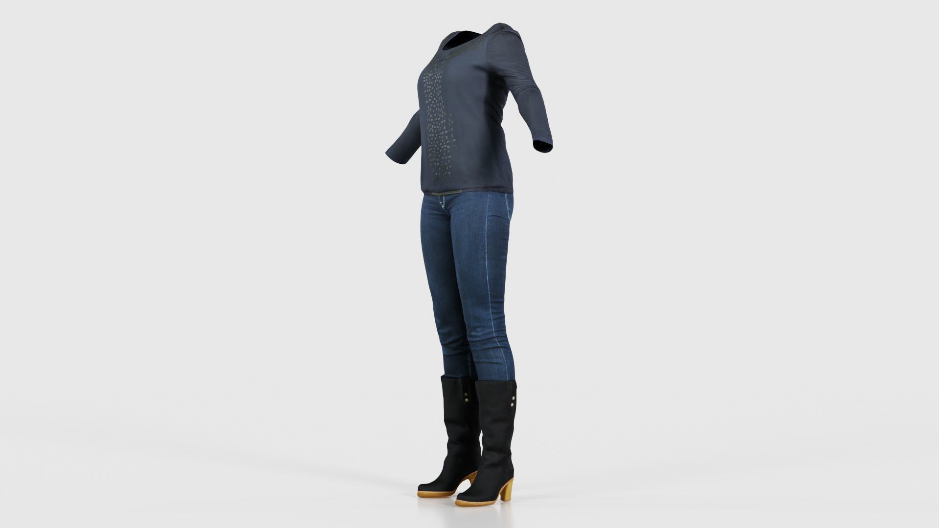 Casual Collection Female Low-poly 3D model_25