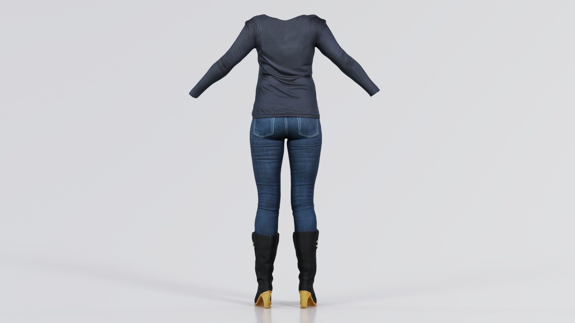 Casual Collection Female Low-poly 3D model_3
